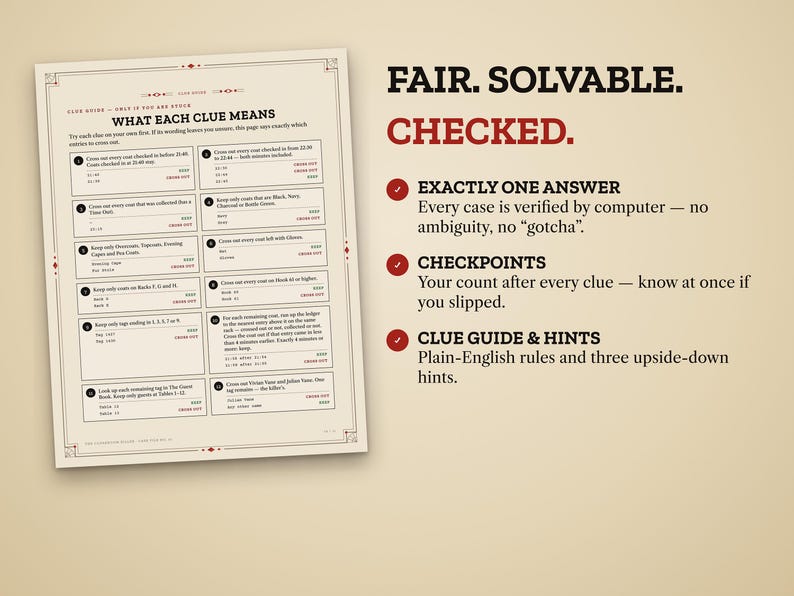 Fair, solvable and computer-checked: exactly one answer