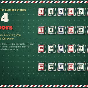 24 advent doors — one new clue every day from 1 to 24 December