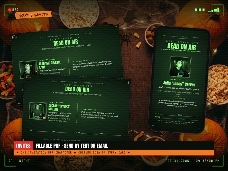 Fillable printable invitations and digital invitations for text or email