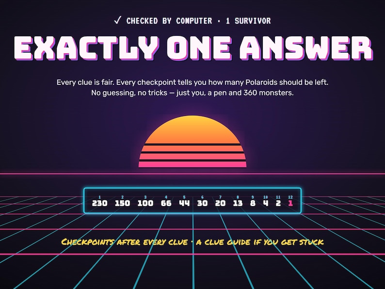 Fair, solvable and computer-checked: exactly one answer