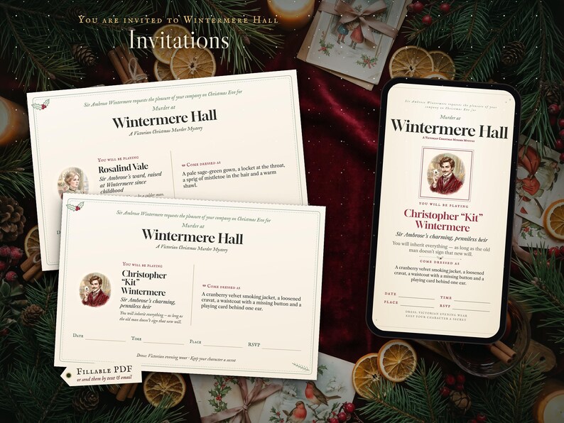 Fillable printable invitations and digital invitations for text or email