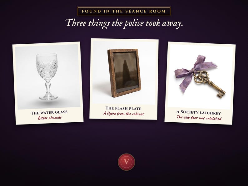 The evidence: the water glass, the flash plate and a Society latchkey