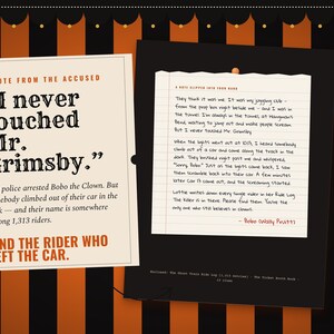 The case begins with a handwritten note from Bobo the Clown