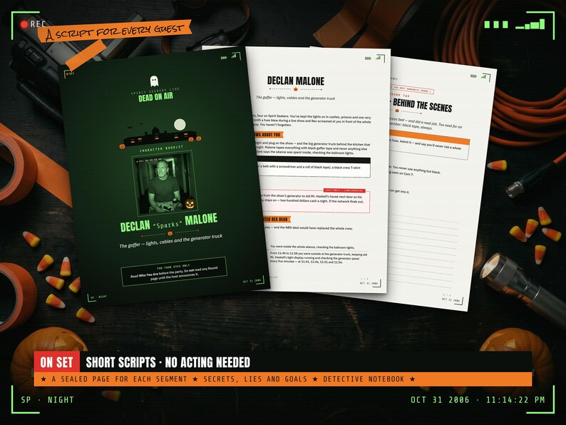 Character booklets with a sealed page for every round