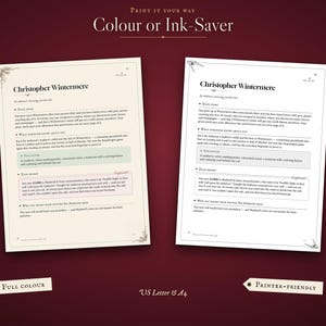 US Letter and A4, colour and ink-saving printer-friendly versions