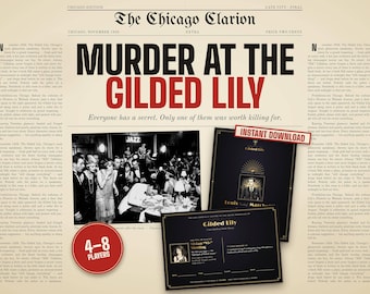 1920s Murder Mystery Party Game for 4–8 Players, Speakeasy Printable Instant Download