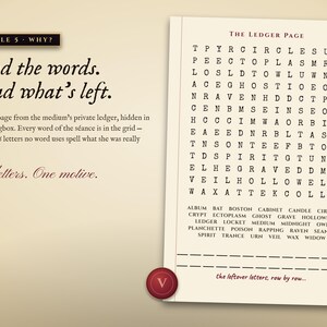 Puzzle 5: a word search whose leftover letters spell the motive