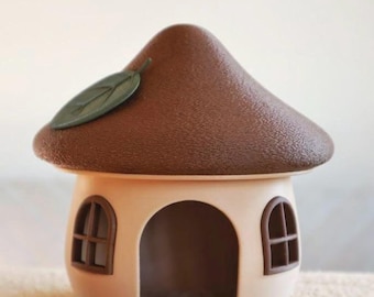 Esconderijo de cogumelo marrom para hamsters – Casinha aconchegante para pequenos animais de estimação em estilo floresta