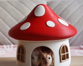 Casinha de Cogumelo para Ratos – Esconderijo Aconchegante para Pequenos Animais de Estimação