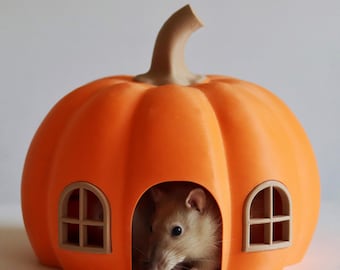 Esconderijo de abóbora para ratos, hamsters e camundongos – Casinha para pequenos animais de estimação, abrigo para roedores