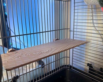 Large pet cage platform with wood texture – 3D printed accessory for rats, mice, hamsters