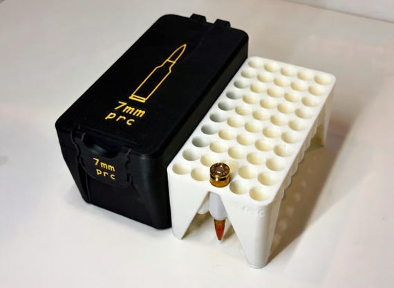 50 Round 7mm PRC Ammo Box – 3D Printed Tactical Ammunition Holder & Storage Case