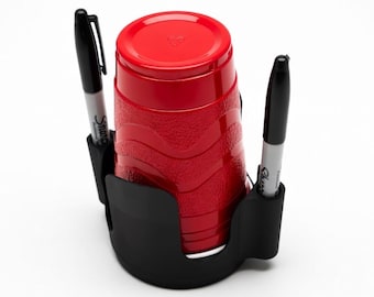 3D Printed Desk Cup Holder | Dual Drink Marker Organizer, Office Workshop Tool