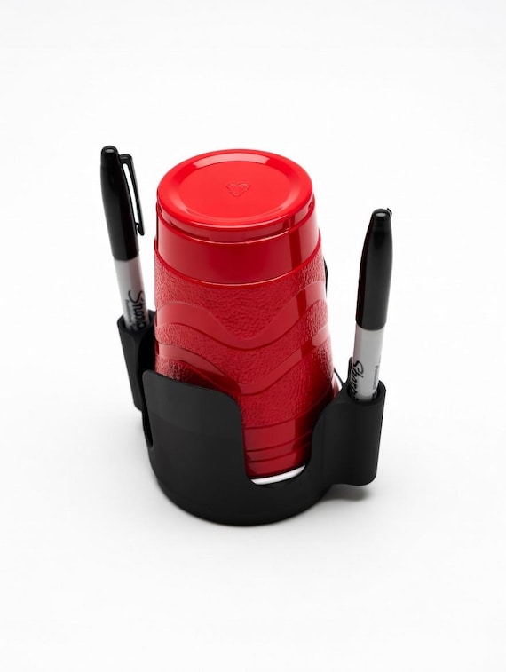 3D Printed Desk Cup Holder | Dual Drink Marker Organizer, Office Workshop Tool