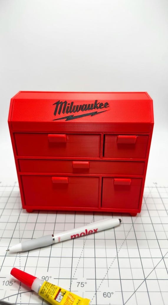 3D Printed Mini Toolbox Organizer – Milwaukee Inspired Desk Storage Drawer System