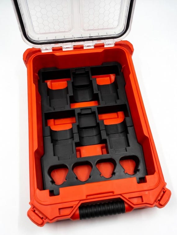 Custom 3D Printed Milwaukee M12 Battery Organizer – Holds 8 Batteries