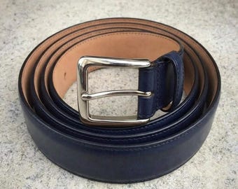 Handmade Navy Blue Leather Belt