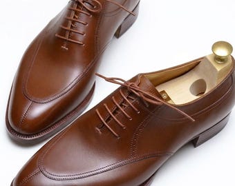 Richelieus faits main en cuir marron pour hommes | Chaussures habillées de luxe | Chaussures de mariage et de bureau