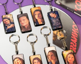 Illustrated Camille Cottin keychain / bag charm with glass cabochon - Handmade