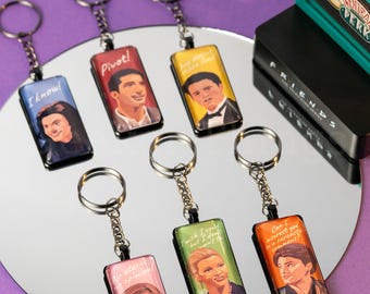 Llavero ilustrado de FRIENDS con cabujón de cristal - Hecho a mano