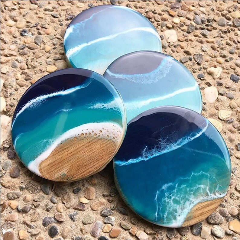 Beach Coasters Resin Coasters Ocean Coasters Sea Resin | Etsy