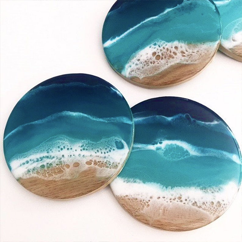 Beach Coasters Resin Coasters Ocean Coasters Sea Resin Etsy