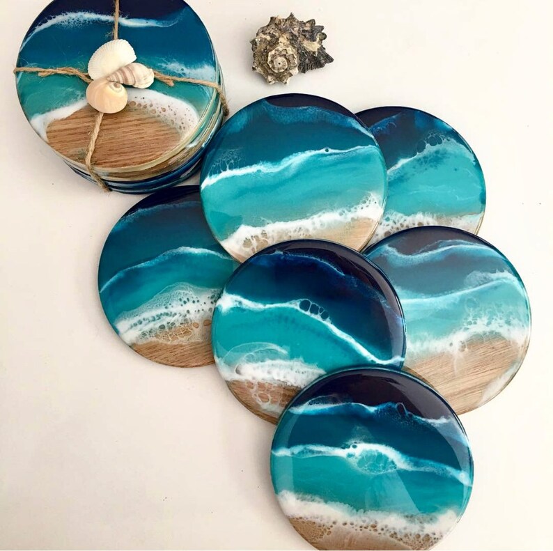 Beach Coasters Resin Coasters Ocean Coasters Sea Resin Etsy