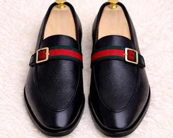 Handmade Black Leather Horsebit Loafers, Men’s Dress Shoes, Formal Slip-On, Wedding Office