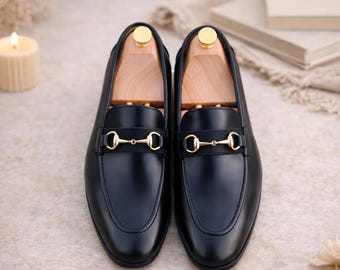 Handmade Black Leather Horsebit Loafers – Men's Bespoke Dress Shoes