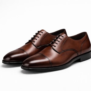 Handmade Brown Leather Oxford Shoes for Men – Luxury Dress Shoes, Wedding & Office Formal Footwear