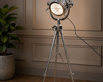 Handmade Royal Master Spotlight Floor Lamp | Nautical Tripod Light | Luxury Hollywood Studio Decor