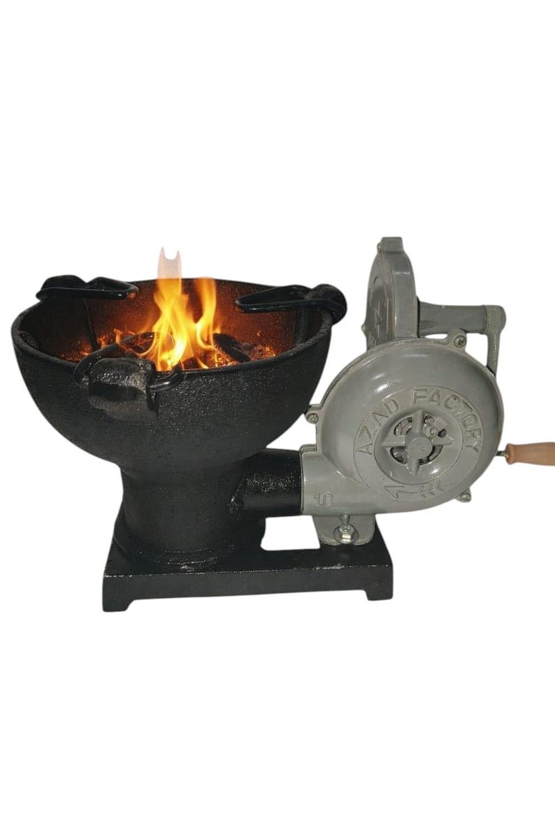 Forja de carbón de hierro, pedal de soplador manual, decoración de taller de herrería imagen 1