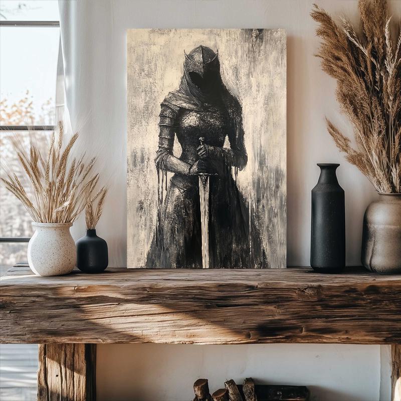 Female Knight Dark Fantasy Art, Medieval Warrior Canvas Print, Gothic ...