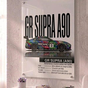 Cuadros de acrílico Supra, decoración de plexiglás pulido a mano, panel JDM de alto brillo, arte mural automotriz de primera calidad, decoración moderna para oficinas.