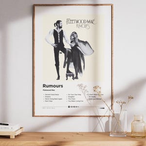 Fleetwood Mac Rumours-affisch, minimalistisk albumväggkonst, Spotify Code-tryck