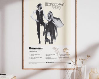 Fleetwood Mac-Gerüchte-Poster, minimalistische Album-Wandkunst, Spotify-Code-Druck