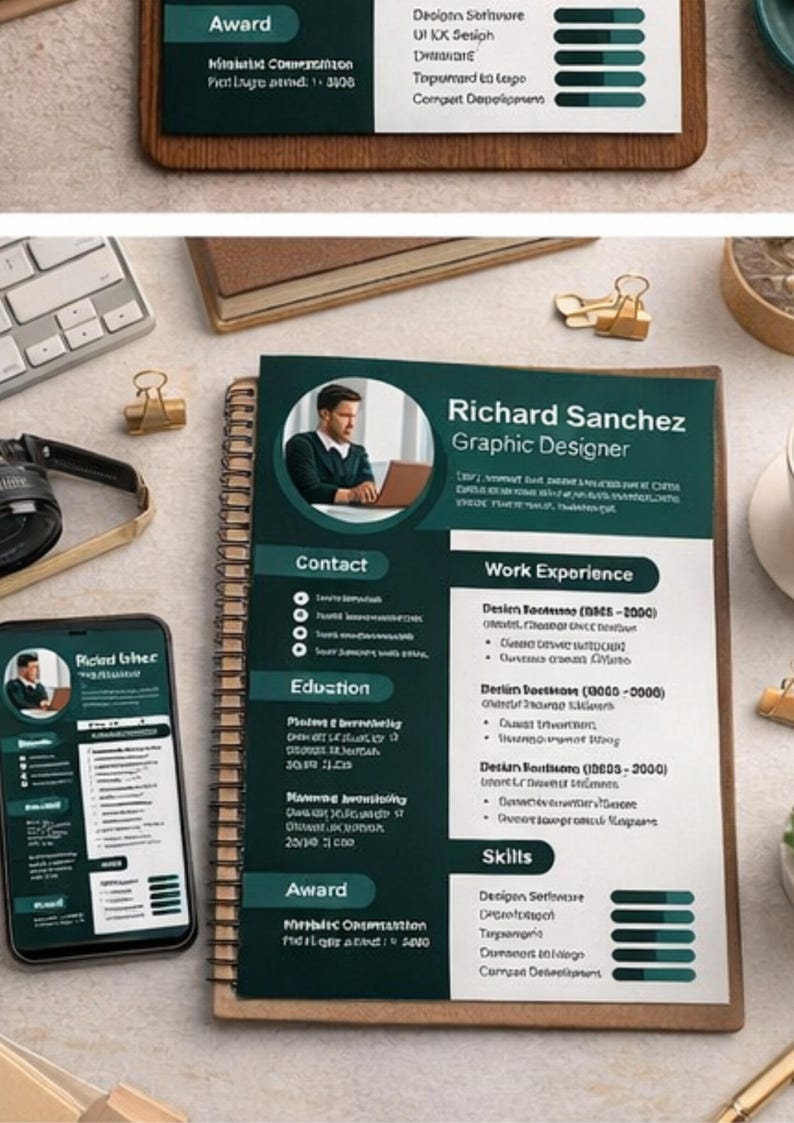 ATS Friendly Resume Template Canva | Professional CV Layout | Editable ...