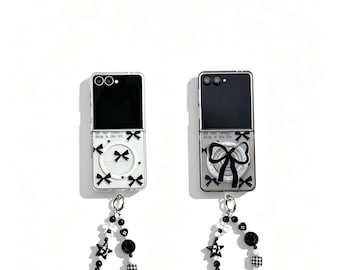 MagSafe Z-hoesje met romantische strik | Coquette magnetische opvouwbare hoes met standaard en bedel