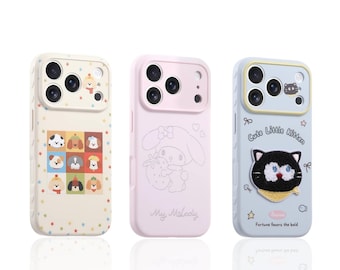 Schattig kawaii iPhone-hoesje, pastel cartoon dieren telefoonhoesje, zachte siliconen girly telefoonhoes, esthetisch cadeau voor haar