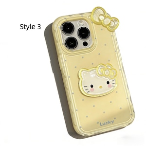 Lucky Hello Kitty iPhone Case | 3D Polka Dot Bow Grip Kawaii Shockproof Cover Style 3