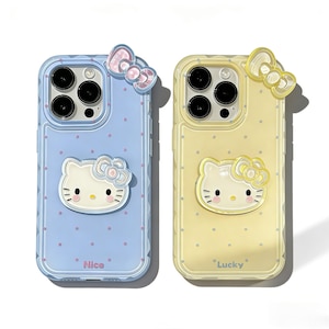 Lucky Hello Kitty iPhone Case | 3D Polka Dot Bow Grip Kawaii Shockproof Cover image 1