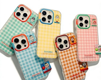 iPhone-hoesje met geruit geruit | Crybaby Cartoon Design Schokbestendige cadeauhoes in 5 stijlen