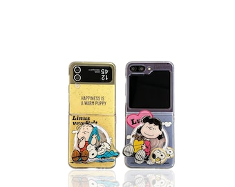 Peanuts Snoopy Z Flip & Z Fold-hoesje | Magnetische standaardsleutelkoord Schokbestendige opvouwbare hoes