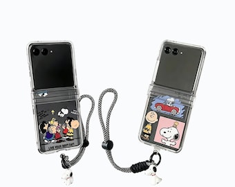 Leuke Snoopy Motorola Razr-hoes, doorzichtige telefoonhoes voor Razr, Peanuts Charlie Brown-hoesje met armbandbedel
