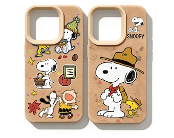 Peanuts Snoopy iPhone-hoesje | Retro Camping Snoopy siliconen iPhone-hoesje, Creativity iPhone-hoesje