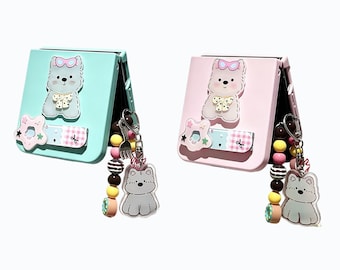 Samsung Z Flip 7 6 5 4 3 en Motorola Razr 50 60 Ultra-hoesje, schattig pc-fliptelefoonhoesje met standaard of hanger, cadeau voor haar