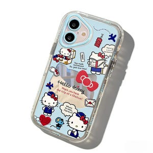 Sanrio Hello Kitty iPhone Case | Travel Collage Mirror Cover with Stand/Bracelet for Gift Cute Kawaii Style Single shell