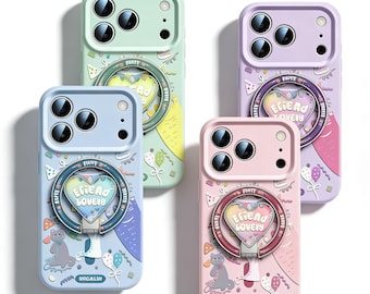 Cat Party MagSafe iPhone-hoesje met hartvormige standaard