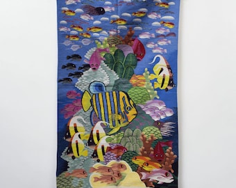Underwater Coral Reef Tapestry – Handwoven by Morsi – Colorful Fish & Ocean Life Wall Art – Egyptian Textile (168 × 100 cm)