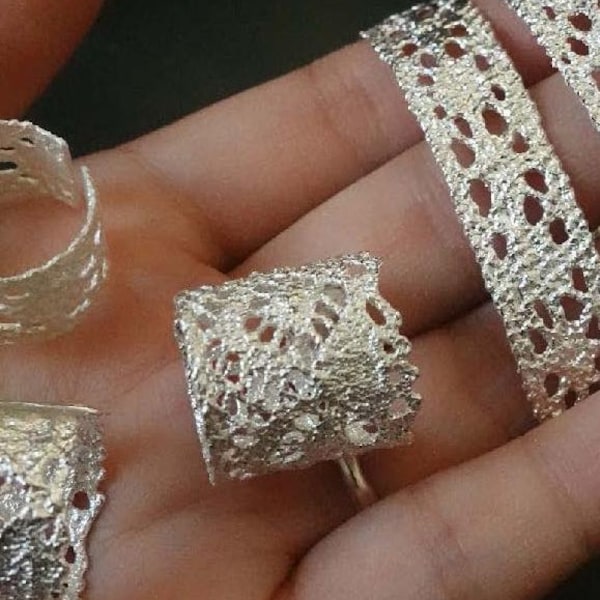 Aguacero - Handcrafted Sterling Silver Lace Ring with adjustable size.